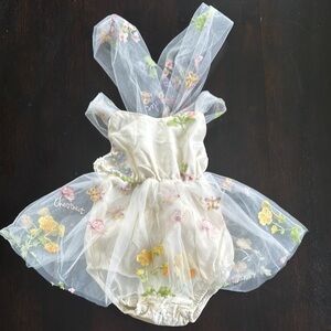 Floral Embroidered Dress - Cream and Multicolor